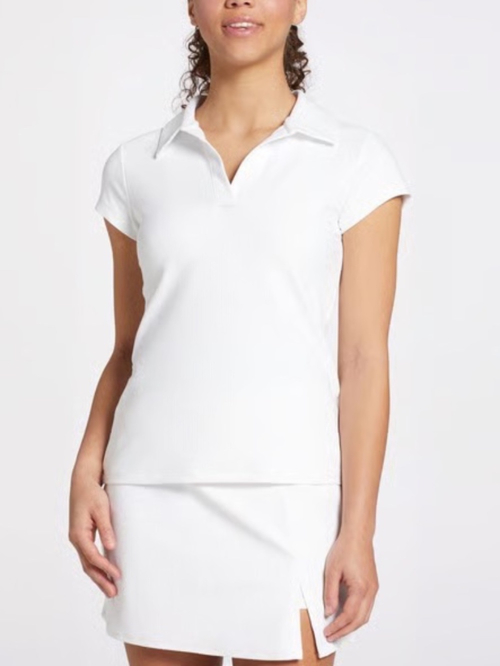 CALIA Women's Golf Ribbed Johnny Short Sleeve Polo